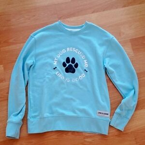 Life is Good Small light blue crewneck